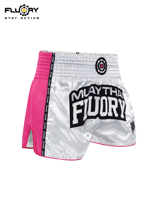 FLUORY Muay Thai Shorts MTSF61 WhitePink