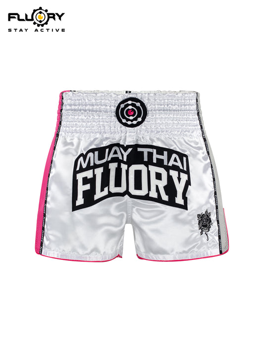 FLUORY Muay Thai Shorts MTSF61 WhitePink