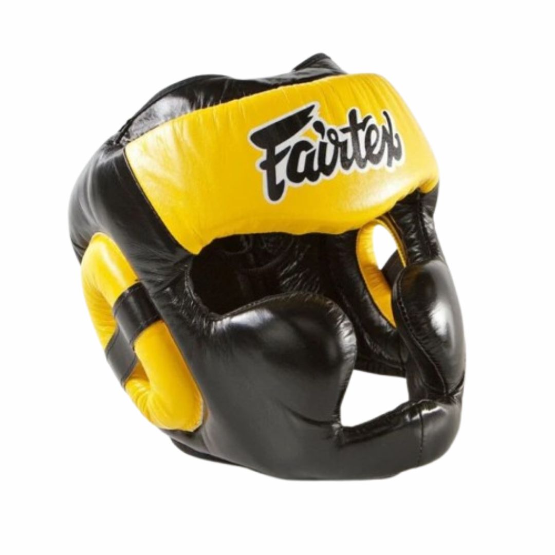 FAIRTEX Diagonal Vision HeadGuard Lace Up Version - BlackYellow HG13L