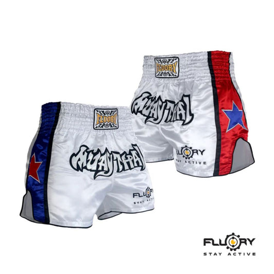 FLUORY Muay Thai Short MTSF08 White