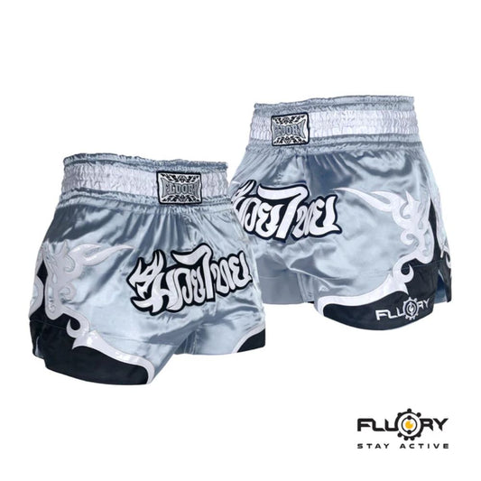FLUORY Muay Thai Short MTSF53 Silver Grey