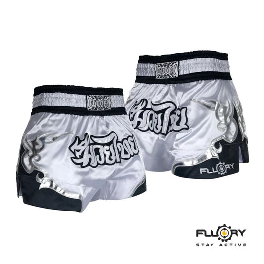 FLUORY Muay Thai Short MTSF53 White