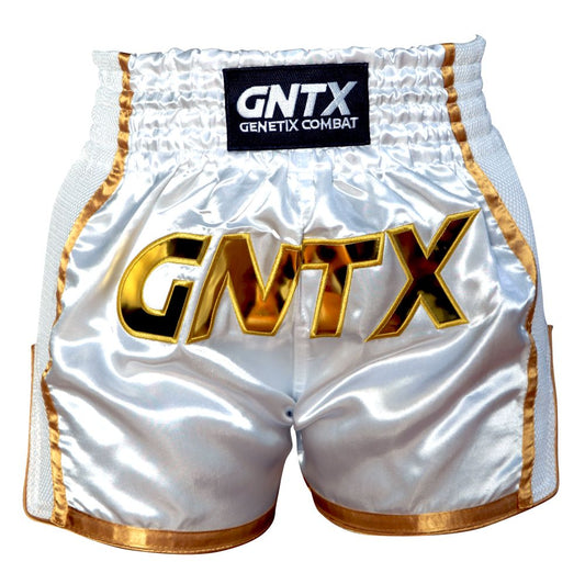 GENETIX GNTX GOLDEN MUAY THAI SHORTS WHITE