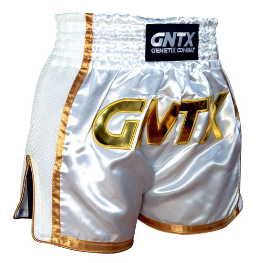 GENETIX GNTX GOLDEN MUAY THAI SHORTS WHITE