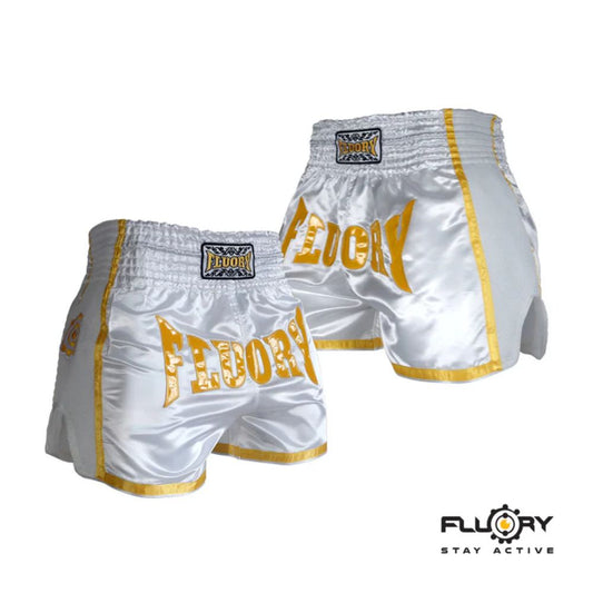 FLUORY Muay Thai Shorts MTSF28 White