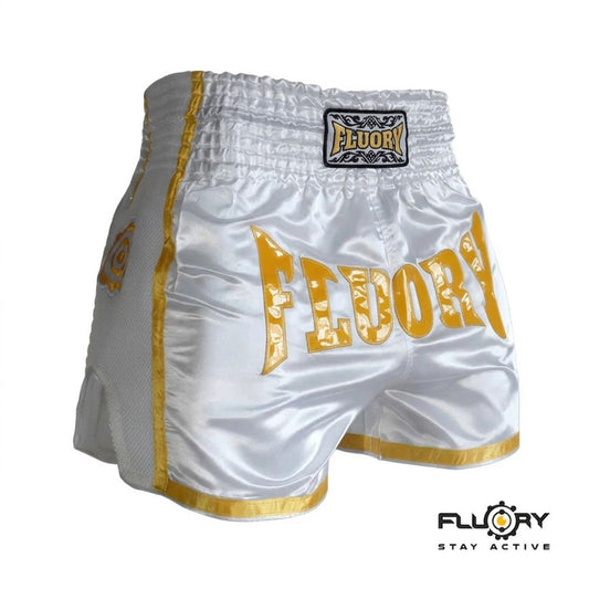 FLUORY Muay Thai Shorts MTSF28 White