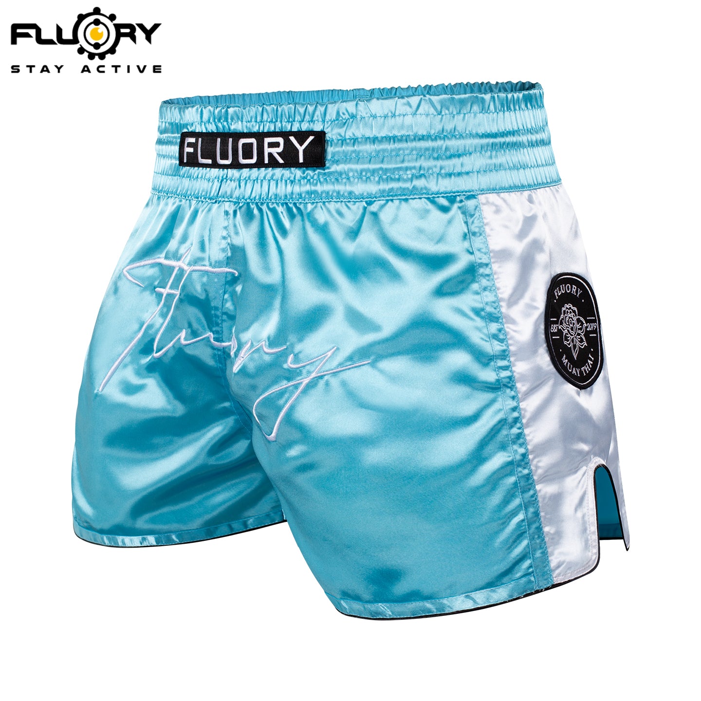 FLUORY Muay Thai Shorts MTSF132 LightBlue