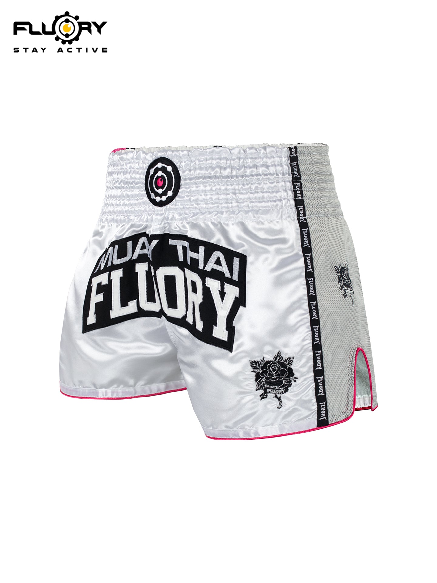 FLUORY Muay Thai Shorts MTSF61 WhitePink