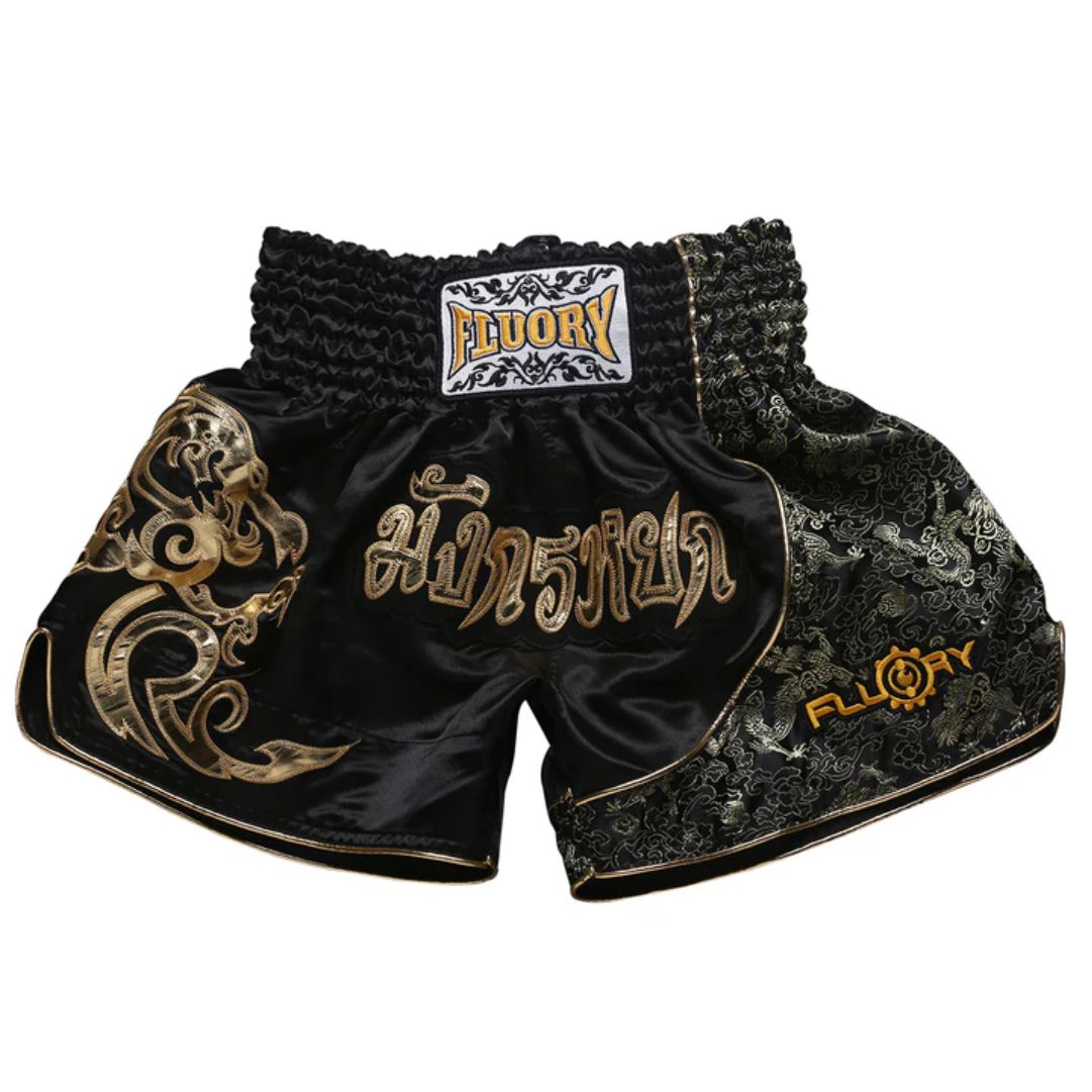 FLUORY Muay Thai Short MTSF15 Black Gold