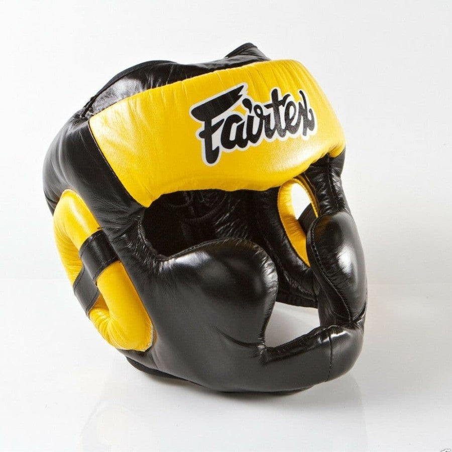 FAIRTEX Diagonal Vision HeadGuard Lace Up Version - BlackYellow HG13L