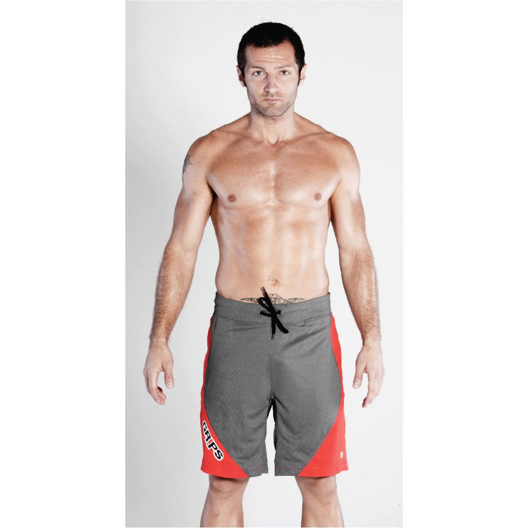 GRIPS MEN TRAINING SHORTS - RED/GREY