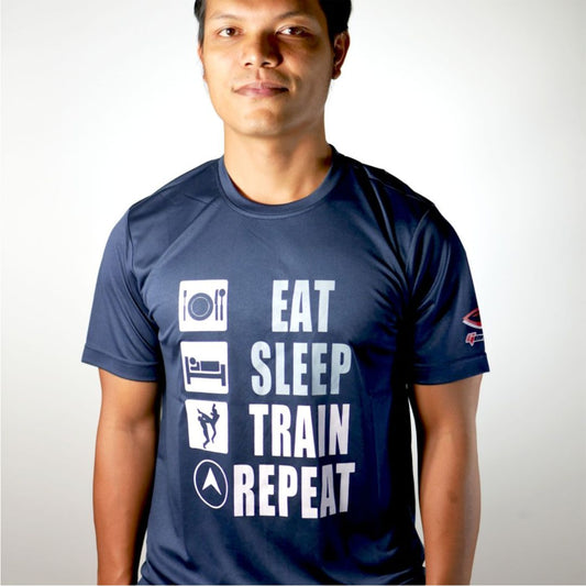 GENETIX EAT TRAIN SLEEP Tshirt Navy Blue